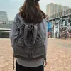 Backpack Korean Unisex Personality Art Daily Student Drawstring Female Purse Handbags Summer Solid Color Large Canvas Totes