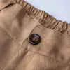 Dames zomerse shorts pocket stevige kleur recht vrouwen knop decor boven knie lengte hoge taille casual korte broek 240407
