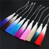 5PC Multicolor Ice Silk Tassels Polyester Gradient Färg DIY SMYCKE DECORATIVE Key Accessories Bag Pendant Tassel frans