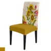 Bee Sunflower Vintage Couvre de chaise pour décoration de salle à manger Couvertures de chaise en spandex pour décoration de fête de mariage