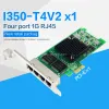 Cartes FanMI i350t4v2x1 réseau Intel i350am4 puce 10m / 100m / 1000m Nic PCIe 2.0 RJ45 * 4 Quad Port LAN Card