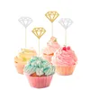 10/20 / 30pcs Gold Silver Glitter Toppers Cupcake en forme de diamant pour les drapeaux de pâtisserie de fête d'anniversaire de mariage FOURNISSE