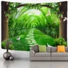 Bambuswald und Taube Wandteppich Wand Hanging Boho minimalistische Kunst Botanische Landschaft Ästhetische Raumdekoration