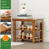 2 Tier Bambu Shoe Organizer Rack Simple Modern Change Shoes Bench Entryway Storage Shoes Cabinet Multifunktionell träritt