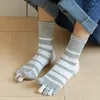 Men's Socks 1 Pairs Man 5 Finger Cotton Classic Black White Stripe Zebra Toe Sport Anti-odour Sweat-Wicking Five-Toe Split