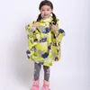 Kids Stylish Rain Poncho Waterproof Rain Jacket Coat for Girls Boys Printed Thin Cape Raincoat Hooded Rainwear