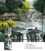 Affiche imprimée Nordique Toile Paint Scroll Paint Paysage Chinois Paysage avec art d'eau d'encre pour cadeau Mur Home Decor