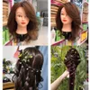 Professional 80% Human Hair Mannequin Head Training Head Kit Tanno Testa per esercitarsi intrecciata per acconciatura con regalo con regalo gratuito