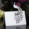 50pcs Peacock Laser Cut Table Name Place Cards Pearlescent Lace Favor Message Setting Card Wedding Favor Birthday Party Supplies