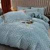 Ensembles de literie Ensemble de luxe Hiver épaissis lait en velours de lait en veette couvercle tai-oreiller pour adulte chambre à coucher en lin adulte