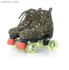 Inline Roller Skates Camouflage Quad Roller Skate Shoes Adult Men Women Flashing Double Row 4 Wheels Skates Outdoor Skating Sport Skate Sneakers 2024 Y240410