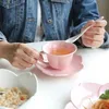 Seramik Plaka Sofra Tahsil Pembe Sos Kiraz Çiçeği Kemik Çin Salata Kase Baharat Yemeği Mutfak Malzemeleri Yemek Takımı