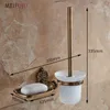 Salle de bain Blanc White en aluminium Brosse de toilette Brusque avec étagère Mur Moup de toilette Porte-bronze Bronze Accessoires de salle de bain