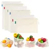 Storage Bags OurWarm Reusable Cotton Mesh Produce For Vegetable Fruit Food Washable Eco With Drawstring Kitchen Organizer