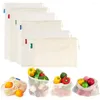 Stume di stoccaggio Our Warm Reusible Cotton Mesh Produces per la frutta vegetale eco lavabile con organizzatore da cucina con coulisse