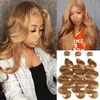 Body Wave Human Hair Bundles Honey Blonde Färgat mänskligt hårväv Buntar Brasilianska Remy Hair Bundle Deals 1 PC Soku Hair