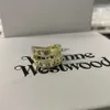 Designer Viviane Westwood 23 Frühlings- und Sommer Kaiser Witwe West Doppelschichtgürtel Kopf Sparkling Diamond Ring Saturn -Paar Ring Original Reproduktion