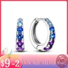 Hoepel oorbellen 2024 Sparkling Deep Blue Purple Zirkon Galaxy voor tieners vrouwen meisje vrouwelijk zilveren kleur mode luxe sieraden