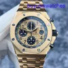 AP Mouvement au poignet Royal Oak Series offshore 26470or Gold Shell Gold Band Chronograph Mens Watch 18K Rose Gold Material 42 mm