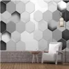 Malowidło ścienne 3D Tapeta prosty wielokąta stereo czarno -biały prosty nowoczesny tło 3D Wall246s