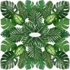 68 sztuk 8 rodzajów dekoracji imprezy tropikalnej liści Monstera, sztuczne liście palmowe ze sztucznym łodygiem