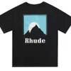 RHデザイナーメンズrhudeシャツ刺繍Tシャツ夏のメンズトップレターポロスシャツレディースTシャツ