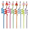 8pcs Mermaid موضوع الحفلة Decors Mermaid Tail Straws قابلة لإعادة الاستخدام البلاستيك حيوان شرب القش قش دش الطفل لوازم حفلات الديناصورات