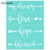 Chzimade Letter Butterfly Zelfklevende zijdescherm Afdrukken Stencil Mesh Transfers 8.5x11 "voor T-shirt DIY Handmade Craft