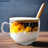 Large Glass Cup Cereal Bowl 480ml Tempered Glassl Glass Bowl Heat-Resistant Fruit Salad Bowl Ice Cream Dessert Breakfast Bowl