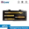 XCAN 4pcs Damaged Screw Extractor with Hole Saw Drill Set Broken Bolt Stud Stripped Screw Remover Tool Metal Drill Bit