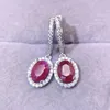 Brincos de argolas naturais de brinco de rubi vermelho real estilo de luxo 5 7mm 1ct 2pcs gemstone 925 jóias finas de prata esterlina l24375