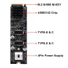 Карты M.2 M Ключ NVME PCIE TO USB 3.1 TYPE C FREENT PANER CARD 10 ГБ NGFF M2 NVME к двойному типичному адаптеру USBC HUB RISER для ПК