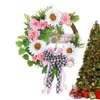 Kwiaty dekoracyjne sztuczne drzwi frontowe wieniec świąteczny girland różowy kwiat kokardki zimowe kokse wieńce wiejskie dla