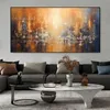 Abstract Golden CityScape Oil Painting Hand GilT Abstract Landscape Canvas Painting for Living Room Decor Impression Wall Art