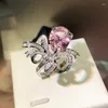 Anelli a grappolo 925 argento di alta qualità zircone rosa