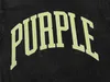 デザイナーメンズ半袖ストリートファッションファッショナブルロサンゼルススリーブウォッシュと苦しめられた紫色の文字プリントファットガイルーズ