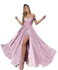 Vestidos de festa brilham no baile de baile com uma fenda alta um vestido formal de longa noite para mulheres v vestido de cocktail de pescoço no18