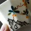 Arte de 30 ml pintada à mão Cerâmica branca xícara de xícara de xícara de chá octogonal para cheirar a cheiro doméstico kung fuer puer teaware acessórios