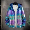 Men's Jackets Bright Color Men Jacket Colorful Sunscreen With Hood Pockets For Stylish Streetwear Coat Zipper Spring