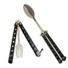 Set di stoviglie 2 pezzi da regalo da cucina esercitarsi a farfalla set di pentole portatile da campeggio posate da campeggio nero per caccia in acciaio inossidabile da viaggio in acciaio inossidabile