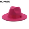Hoaree Purple Wool Hat Jazz Fedora Cappelli da uomo Donne Brim Brim Sombrero British in stile British Trilby Formal Panama Cappello Solido Cappello 240322