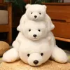 Creative 30/45/65cm Simulation Bear Panda fylld djur Soft Fluffty Doll Lie Pone roliga leksaker Dekor Girls Xmas Birthday Present 240329