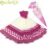 50pcs rosa Punkte kegelförmige Leckereien Popcorn-Taschen Cellophane Candy Bags Triangular Spun Zuckerverpackungstasche für Snack Candy Keks