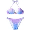 Setka bikini syreny cycata kobiety w faso-up skorupa kostiumu kąpielowego Dwuczęściowe stroje kąpielowe S-xl Kącik do kąpieli