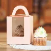 1/5/10 PCS PCS Single Cupcake / Muffin / Fairy Cake Boxes avec boîte-cadeau Clear Window Box de mariage