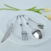 4-24 st lyxigt silvervaror bröllopsmiddag set glittrande handtag bordsuppsättning akryl kristallbord knivmiddag gafflar tesked
