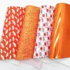 Feuilles de cuir paillettes orange battes paillettes personnalisées fausses citrouilles tissus imprimés en faux cuir miroir en cuir pour bricolage 21x29cm Q1422