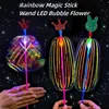 LED RAVE Toy 3/5st Magic Twist Bubble Wand Rainbow LED Glowing Bubble Stick Colorful Bubble Wand Kids Luminous Toys Wedding Party Gifts 240410