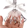 Crystal Bell Snowflake Christmas Ornaments Bell Chimes biltillbehör hängande pendellglas Hem Figurindekor Julgåva