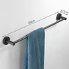 Matte Black Aluminium Bathroom Single Towel Shelf Rack Holder Bath Towel Hanger Bar Square DesignTowel Rail Bathroom Accessories